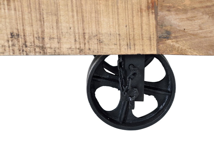 GINER Y COLOMER Buffet industriel en bois de manguier et métal naturel - 85 cm H x 100 cm L x 38 cm P